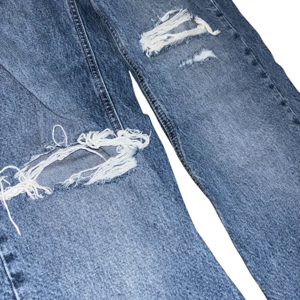 Zara Size 6 Distressed Ripped Wide Leg Denim Jeans - Picture 3 of 7